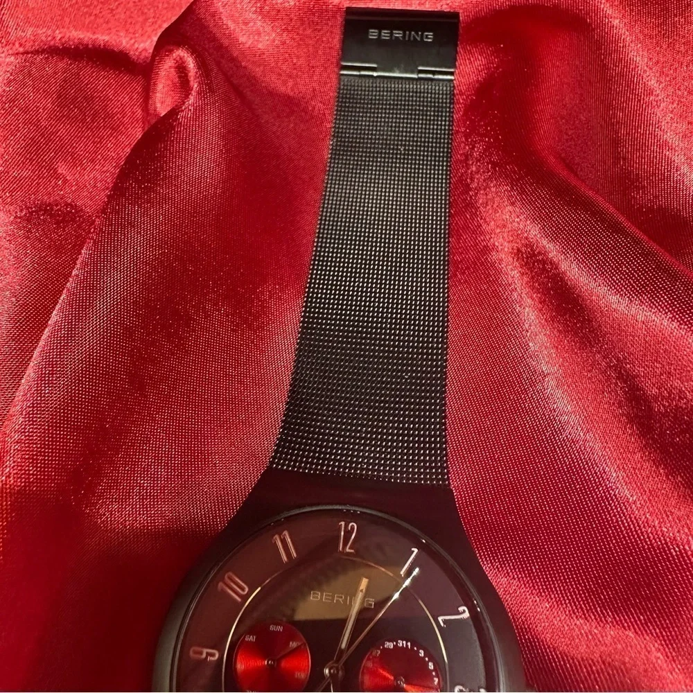 Bering Titanium Men’s Watch Black/Red Subdials 11939-229